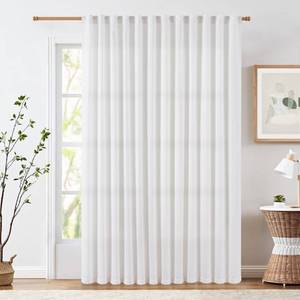 lot 5714 image: jinchan Linen Blend White Curtain for Living Room 90 Inch Length Extra Wide for Room Divider Rustic Farmhouse Drape Back Tab Light Filtering Bedroom Window Curtain 1 Panel Off White