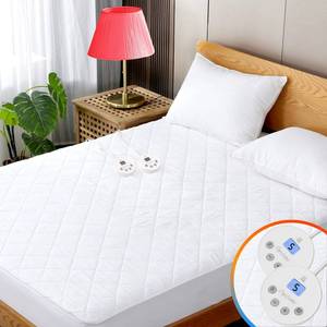 lot 5720 image: Heated Mattress Pad Queen Size Quilted Zone Heating Electric Bed Warmer Luxury Comfort Heat Mattress Pad Cover Dual Controller��10 Heat Setting  1-12 Hours Auto Shut Off  with 8-21 Inch Deep Pocket�� - Retail $98.03