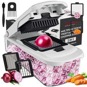 lot 5723 image: Cambom Vegetable Chopper With Container, Multifunctional Food Chopper Onion & Vegetable Cutter Dicer With 8 Blades, Carrot & Veggie Slicer 2 Blades