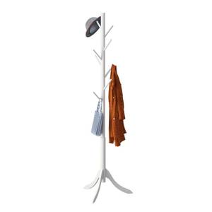 lot 5725 image: Coat Rack Freestanding, Coat Stands Entryway, Bamboo Coat Rack Hat Hanger 8 Hook for Jacket, Purse, Scarf Rack, Umbrella Tree Stand (White)
