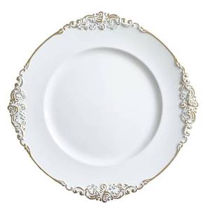 lot 5729 image: Henilosson white Charger Plates Gold Trim - Antique Plate Chargers for Dinner Plates - Set of 6 Dinner Chargers��6��white��