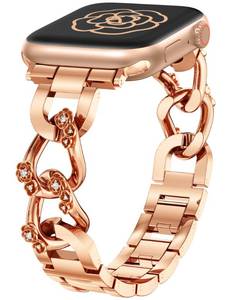 lot 6040 image: Wearlizer Compatible with Apple Watch Bands for Women 4140384445464942mm, Dressy Fancy Bling Metal Chain Strap Pretty Designer Link Bracelet for iWatch Bands Series 10 9 Ultra SE 8 7 6 5 4 3 2
