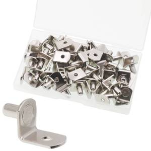 lot 6043 image: Shelf Support Pegs, 50 Pcs Shelf Pegs with Hole, 5mm (15 inch) Cabinet Shelf Bracket Pegs, L-Shaped Nickel Plated Shelf Pins Holders for Bookcase Kitchen Closet Shelf Shelves Furniture Cabinet