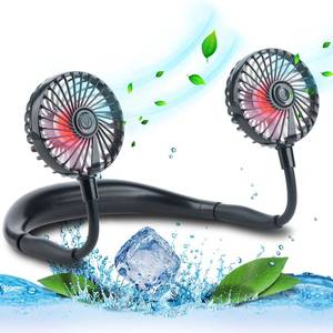lot 6062 image: VAGAU Portable Cooling Neck Fan, Rechargeable USB Personal Neck Fan with Colorful LED lights, 360° Rotation, Wearable Neck Fan Air Conditioner for Office Travel Sport, 3 Adjustable Speeds��Black��