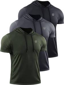 lot 6064 image: NELEUS Mens Running Shirt Mesh Workout Athletic Shirts with Hoods,5084,3 Pack,BlackGreyOlive Green,US 2XL,EU 3XL