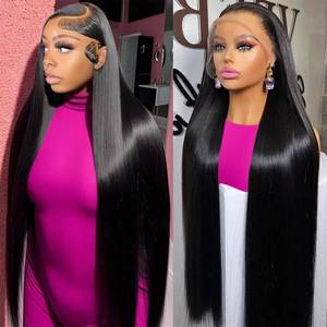 lot 6074 image: Metamuclia Hair 34 Inch Long Straight Lace Front Wigs Human Hair Pre-Plucked 180% Density 13X4 HD Lace Frontal Human Hair Wigs for Women Glueless with Baby Hair Natural Hairline - Retail $241.99