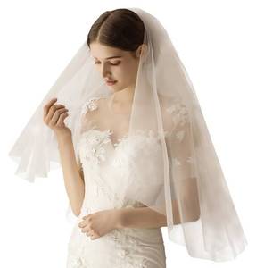 lot 6082 image: AMBRE ADE�LE Tulle Bridal Veil - 32x22 Inches Wedding Veil for Brides Off-White