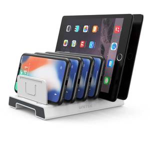 lot 6083 image: Unitek Adjustable Universal Multi Device Organizer Dock Stand Holder Compatible for iPhone, iPad, Kindle, Fire Tablet, Samsung Galaxy, Google Nexus, Pixel, All Electronic Devices-No Charging Port