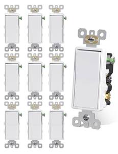 lot 6089 image: AIDA 4 Way Switch Decorative Light Switch, 15Amp, 120277 Volt, 4 Way Decorative Light Rocker Switch Replacement, Self-Grounding, Residential and Commercial Grade, UL Listed (10 Pack, Glossy White)