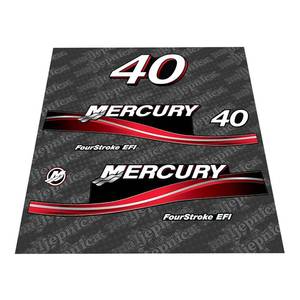 lot 6091 image: Mercury Outboards Mercury 40 F.S. EFI (2005-2007) Outboard Compatible Replacement Decal (Sticker) Set