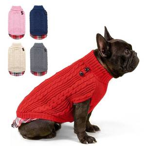 lot 6416 image: KYEESE Dog Christmas Sweater Turtleneck Dog Sweaters for Medium Dogs Girl Boy Knitwear Dog Clothes Dog Coats with Gingham Warm Pet Coat for Fall Winter