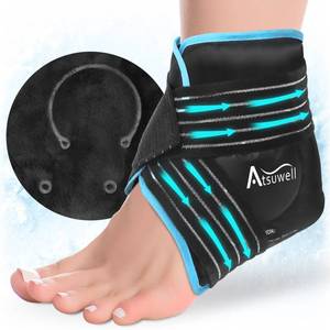 lot 6423 image: Atsuwell Ankle Ice Pack Wrap, Reusable Gel Ice Pack for Foot Ankle Heel, Foot Ice Pack Wrap with Soft Plush Lining, Cold Compress Therapy for Soothing Discomfort, Black
