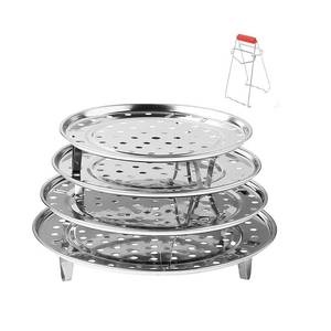 lot 6430 image: WANGYZJ Stainless Steel Steamer Rack, Steamer Rack for Pots, Detachable Legs Canning Rack, 4-Layer Steaming Rack for Kitchen (4pcs, 20-22-24-26) Silver