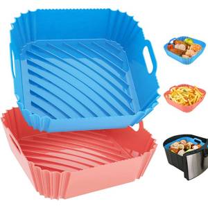 lot 6439 image: Air Fryer Silicone Liners Square 2 Pack 7.1 Inch Airfryer Liners 4-7 QT Reusable Air Fryer Liners Silicone Pot Oven Liner Baking Tray, Air Fryer Basket Silicone Mat Bowl Air Fryer Accessories Kitchen