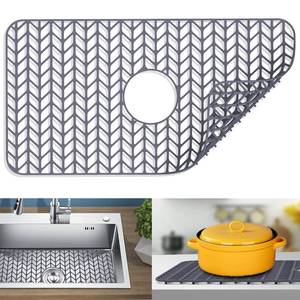 lot 6443 image: JIUBAR Sink protectors for kitchen sink 16181924262829silicone sink mat Silicone Kitchen Sink Mat Grid for Bottom of Farmhouse Stainless Steel Porcelain Sink(26x 14 Center Drain Gray)