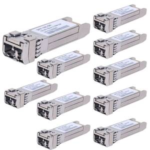 lot 6450 image: 10Pack 10GBase-SR SFP Transceiver, SFP Multi-mode LC Module, 10G 850nm MMF up to 300 Meters, Compatible with Cisco SFP-10G-SR,Meraki MA-SFP-10GB-SR,Ubiquiti UF-MM-10G,Mikrotik,Netgear,D-Link and More - Retail $136.9