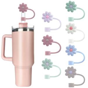 lot 6452 image: 7Pcs 0.4in10mm Diameter Silicone Straw Covers Cap Compatible with Stanley 20 30&40 Oz Cup, Straw Toppers for Stanley 40 Oz Tumbler with Handle, Dust-Proof Straw Caps for Water Bottle