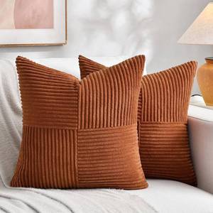 lot 6487 image: Fancy Homi 2 Packs Rust Boho Decorative Throw Pillow Covers 18x18 Inch for Couch Bed Sofa, Farmhouse Fall Home Decor, Soft Corss Corduroy Patchwork Textured Terracotta Accent Cushion Case 45x45 cm