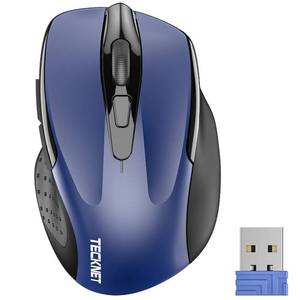 lot 6498 image: TECKNET Wireless Mouse, 2.4GHz Ergonomic Computer Mouse, Portable Cordless Mice, 5-Level 2400 DPI Mouse for Laptop, 6 Buttons USB Mouse for Chromebook, Ergo Grip, 24 Months Battery - Blue