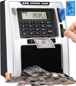 lot 7815 image: Fishboy Talking ATM Piggy Bank for Kids with Power-Off Memory, Auto-Opening Drawer, Dual Debit Cards for Real Money for Boys, Onekey Shutdown, Bill Feeder, Coin Recognition, Balance Calculator Machine