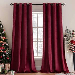 lot 7837 image: MIULEE Burgundy Velvet Curtains for Christmas Solid Soft Red Blackout Curtains Grommet Thermal Soundproof Room Darkening Long Black Out Drapes for Living Room Bedroom 52 x 96 Inch Length 2 Panels