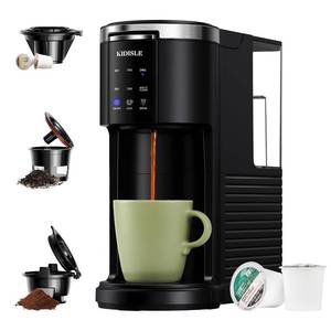 lot 7839 image: KIDISLE Single Serve Coffee Machine, 3 in 1 Pod Coffee Maker for K Cup Pods & Ground Coffee & Teas, 6 to 14oz Brew Sizes, with 40oz Removable Water Reservoir, Descale Settings, Black, Self-cleaning - Retail $79.82