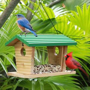 lot 7851 image: STARSWR Bird Feeder for Outside, Bluebird Feeder House Mealworm Feeders Bird Feeder Hanging Outdoor- See Wild Birds Up Close Perfect Resting Place. Great Gift