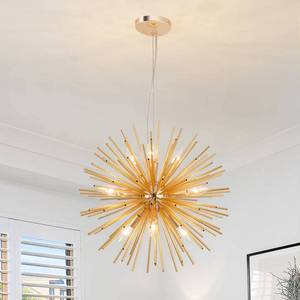 lot 7857 image: CM MZY Modern Gold Sputnik Chandeliers, 9-Light Satellite Pendant Light fixtures, Starburst Firework Ceiling Lights for Bedroom Living Room Dining Room Kitchen Island Hallway, E12 Socket(Dia19.7) - Retail $90.05