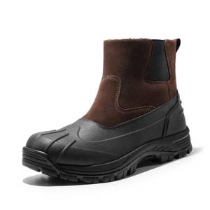 lot 7861 image: NORTIV 8 Mens Slip on Winter Boots Waterproof Rain Boot for Outdoor SNSB232M BROWN Size 12