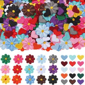 lot 8126 image: Xinnun 120 Pcs Iron on Patches, Cute Daisy Flower Heart Patch Small Embroidery Applique Patches Colorful Sew for Clothes Jeans Jackets Bags DIY(Flower, Heart)