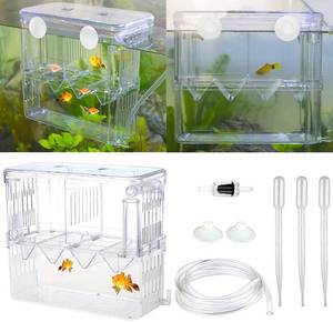 lot 8132 image: Senzeal Aquarium Fish Breeder Box Plastic Fish Isolation Breeding Box Hatching Incubator for Baby Fish Shrimp Clownfish Guppy