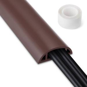 lot 8143 image: Cord Hider Floor, 3FT, Brown Cord Cover Floor, Cord Protector Floor Extension Cable Cover, Soft PVC Wire Covers - Cable Management Hide Cords on Floor - Cord Cavity 0.7 (W) x 0.4(H)