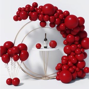 lot 8313 image: A 130PCS Ruby Red Balloons Different Sizes 18 12 10 5 Balloon Garland Arch Kit perfect for Birthday Party, Graduation, Baby Shower, Wedding, Holiday Decoration and Anniversary (Ruby Red Balloons)