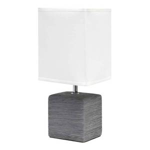 lot 8314 image: Simple Designs - Petite Faux Stone Table Lamp with Fabric Shade - Gray baseWhite Shade