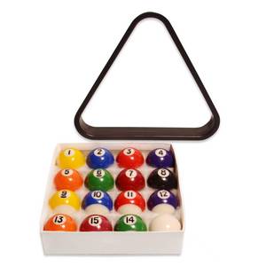 lot 8331 image: CUEMART Billiard Balls Set 1-12 Inch 1.5 Mini Size Pool Balls Small Pool Balls Complete Full 16 Resin Balls for Childrens Game Table, with Free Triangle