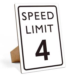 lot 8334 image: Race Car Birthday Decor, Speed Limit Sign, Fast Four, Race Car Birthday Party Decorations, 8�11 Wooden Play Sign with Stand, Lets Go Racing Party Supplies for Boy Race Fans - LP065