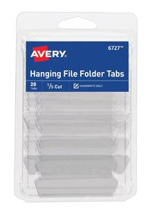 lot 8339 image: Avery Hanging File Folder Tabs and Inserts, 15 Cut, Clear, 20 File Folder Tabs and Inserts Total (06727)