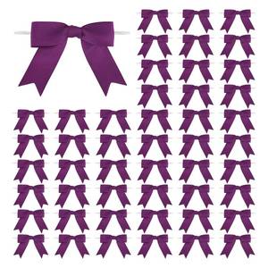 lot 8344 image: Meseey 50 Pcs 3 Inches Grosgrain Ribbon Twist Tie Bows Violet Purple Pretied Premade Craft Bows for Treat Bags Gift Wrapping Basket Wedding Baby Shower Brithday Christmas Party (Violet)