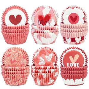 lot 8346 image: qiqee Valentine 300-Count Cupcake Liners Standard Cupcake Cups 6 Design Cupcake Papers Baking Cups Cupcake Wrappers (Standard Size)
