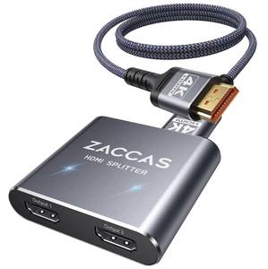 lot 8355 image: HDMI Splitter 1 in 2 Out, ZACCAS Aluminum 4K HDMI Splitter for Dual Monitors, 1x2 HDMI Display DuplicateMirror Screens, Not Extend Monitors��with 3.3Ft HDMI Cable��