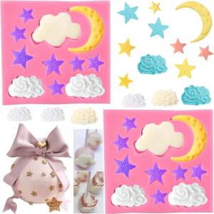 lot 8358 image: Moon and Star Molds Silicone, Cloud Fondant Mold Moon Star Cloud Chocolate Molds For Chocolate Candy Baking Sugar Cakes Decorating