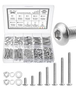 lot 8364 image: Mr. Pen- Nuts and Bolts Assortment Kit, 540 pcs, Stainless Steel, M3 Screws (7 Sizes 6-30mm) Button Head Socket Cap Screws