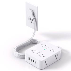 lot 8376 image: Surge Protector Power Strip, Extension Cord with Multiple Outlets, 5 Ft Ultra Thin Flat Plug 8 Outlets 4 USB Ports(2USB C),1080J Multi Plug Outlet Extender for Home Office College Dorm Room Essentials