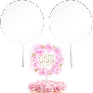lot 8380 image: Jetec 2 Pieces 5 Inch Acrylic Cake Topper Blank Round Clear DIY Birthday Cake Topper for Personalized Custom Wedding, Birthday Festival Party Decorations(null)
