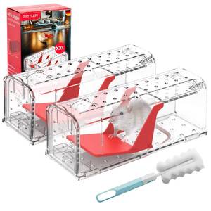 lot 8383 image: PATTLER�  Large Humane Mouse Trap for Indoor and Outdoor Home  Mechanical Reusable Live Mouse Traps Catch and Release Mice from Garden, Garage, Attic, Inn, Hotel  Red  Pack of 2