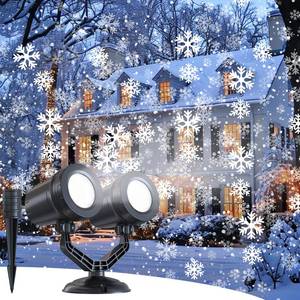 lot 8388 image: Brightown Christmas Snowflake Projector Lights Outdoor, LED Double Head Christmas Projection Lights Waterproof Snow Rotating Lamp Landscape Lights for House Xmas Holiday New Year Decoration