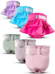 lot 8398 image: XPCARE 6 Pack Washable Female Dog Diapers - Reusable Doggie Diapers, Highly Absorbent Dog Diapers Female, Leak-Proof Puppy Diapers for Female Dog��M��