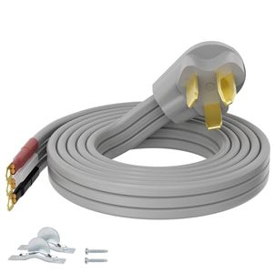 lot 8418 image: A 3 Prong Dryer Cord 8 FT, NEMA 10-30P to 3-Wire Appliance Cord, 30-Amp, 3 Wires with Eyelet Connectors, 10 Gauge Copper Wire, Grey Cable