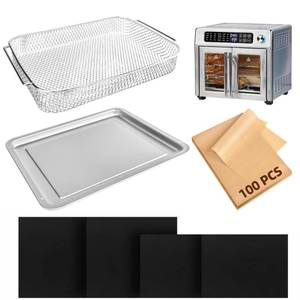 lot 8433 image: Air Fryer Accessories Baking Pans Set Compatible with Emeril Lagasse 26 Qt Extra Large Air Fryer Oven Bakeware Sets with Air Fryer Pan Basket, Parchment Paper Disposable Teflon Mat Airfryer Liners