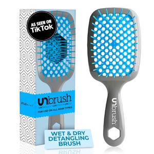 lot 8443 image: FHI Heat UNbrush Detangling Brush for Pain-Free Brushing on All Wet or Dry Hair Types �� Durable DuoFlex Anti-Static Bristles, Lightweight Handle, Vented Hair Brush, Light BlueGrey